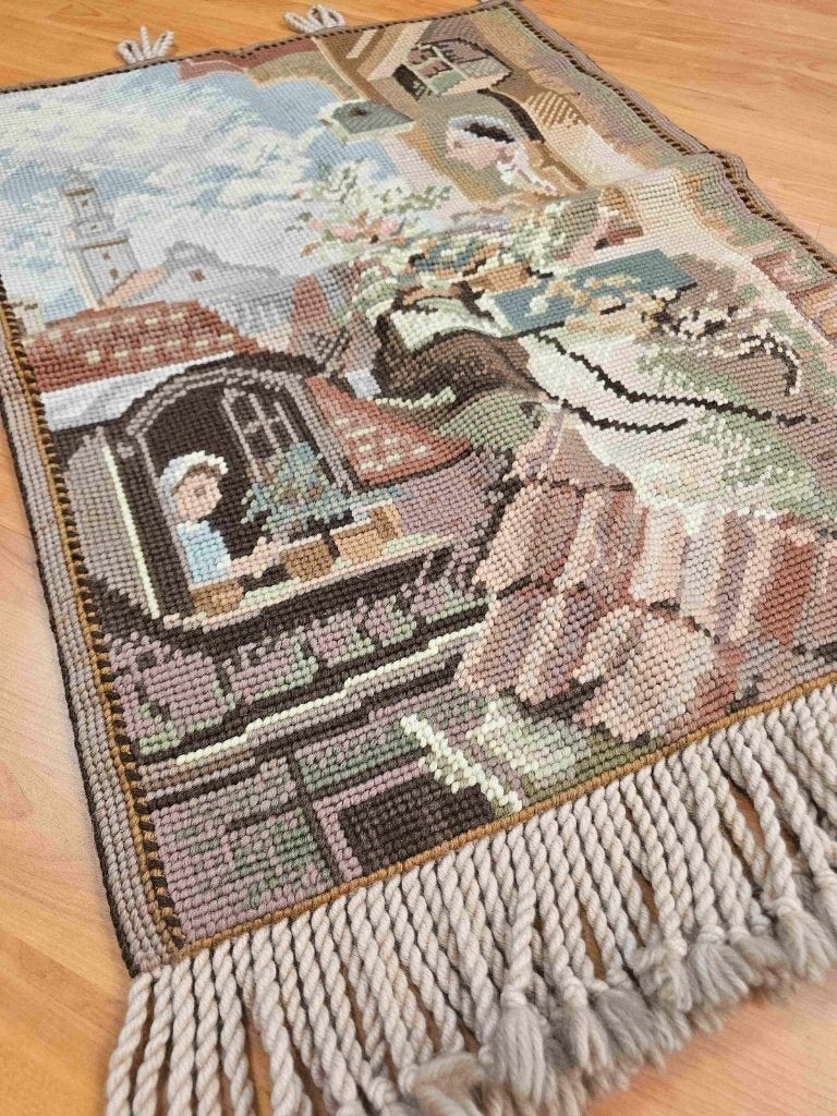 Vintage Wandkleed bruintinten vrouwen met planten 86/65 cm, Ophalen of Verzenden