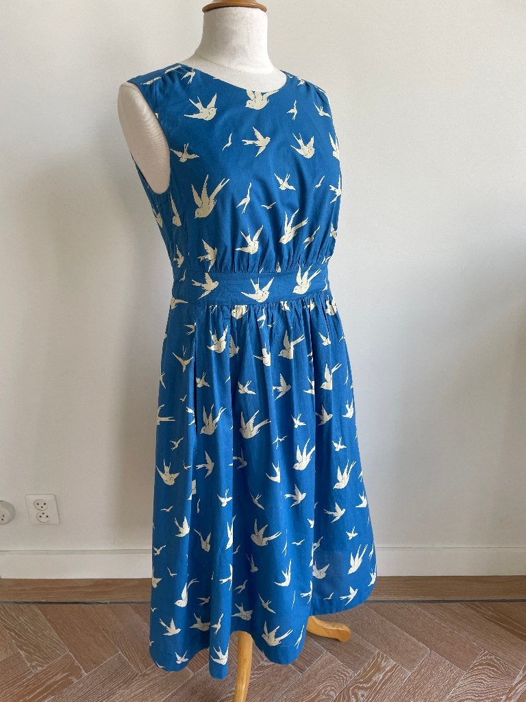 Emily and Fin: Vintage mouwloze zomerjurk. Maat 42, Kleding | Dames, Jurken, Blauw, Maat 42/44 (L), Ophalen of Verzenden, Zo goed als nieuw