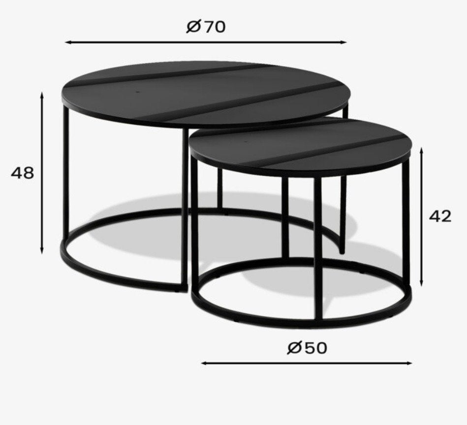 Foto 6 van Salontafel set van 2, zwart met goud/zilver marmerlook