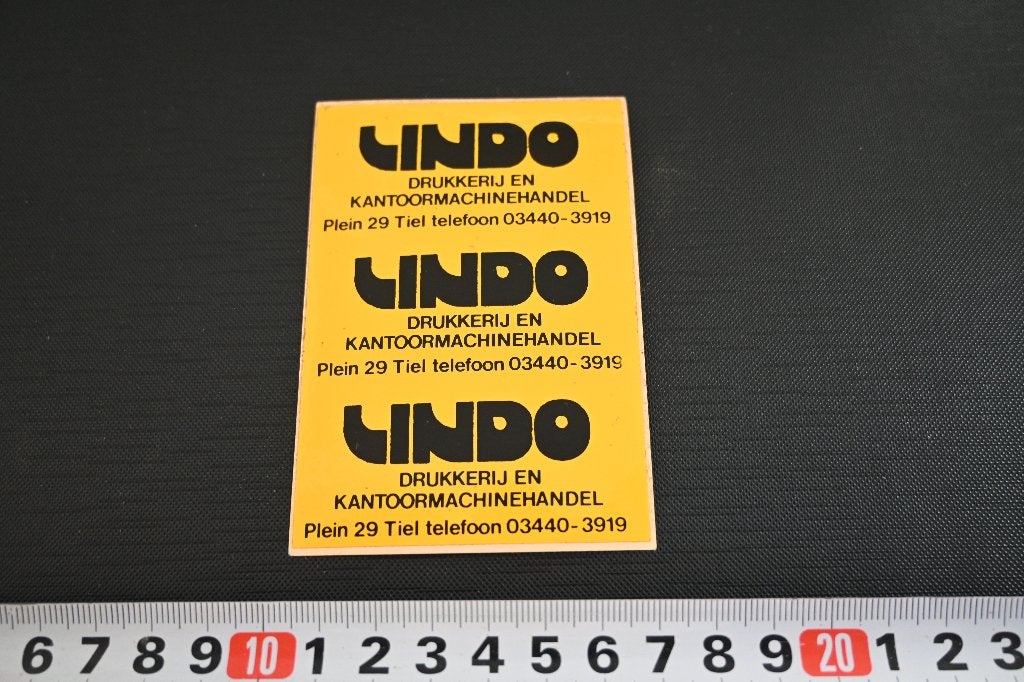 sticker tiel LINDO drukkerij en kantoormachinehandel, Ophalen of Verzenden, Zo goed als nieuw