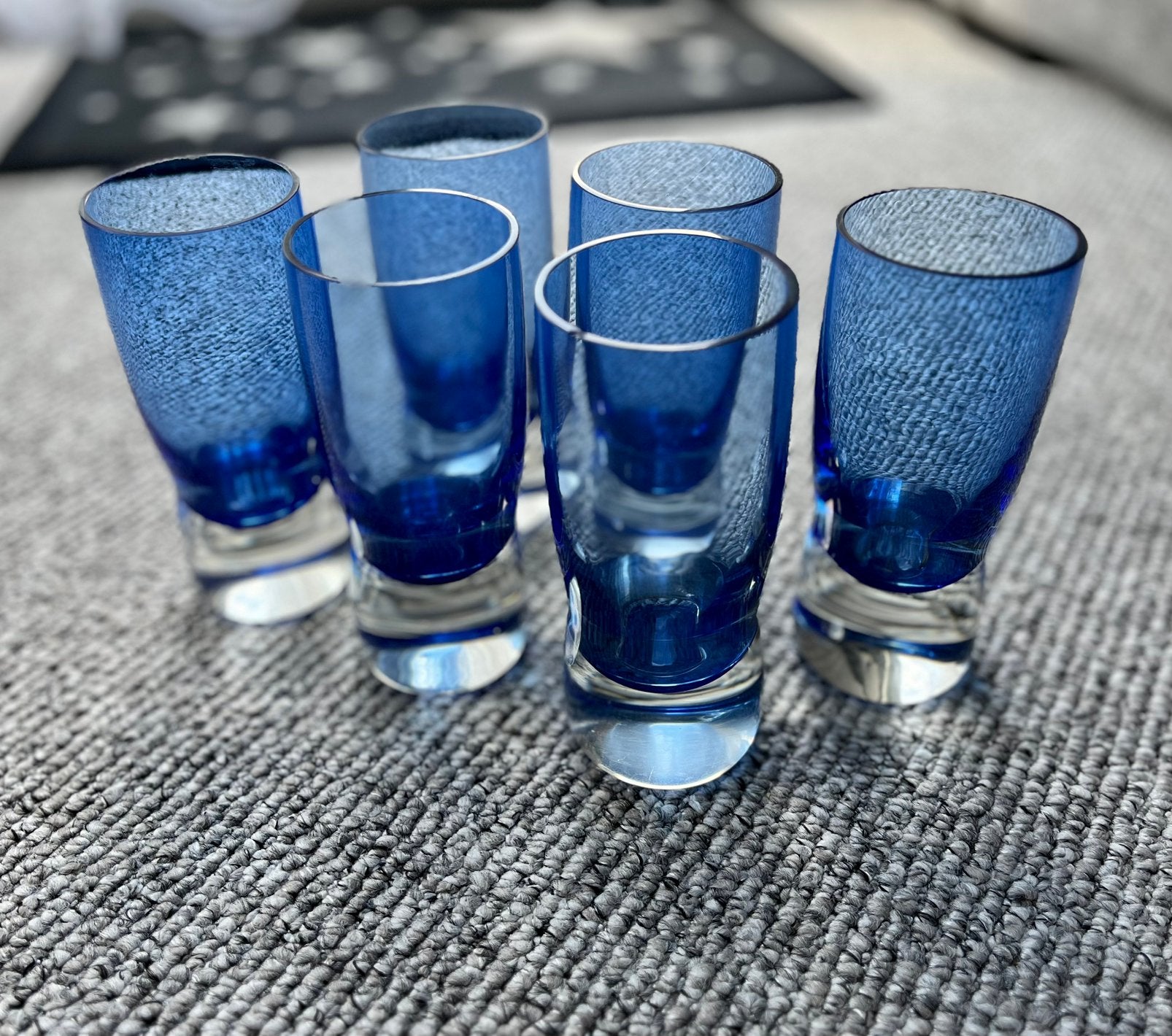 mooi set glazen 6 stuks blauw 150 ml -200 ml, Ophalen, Zo goed als nieuw, Overige typen