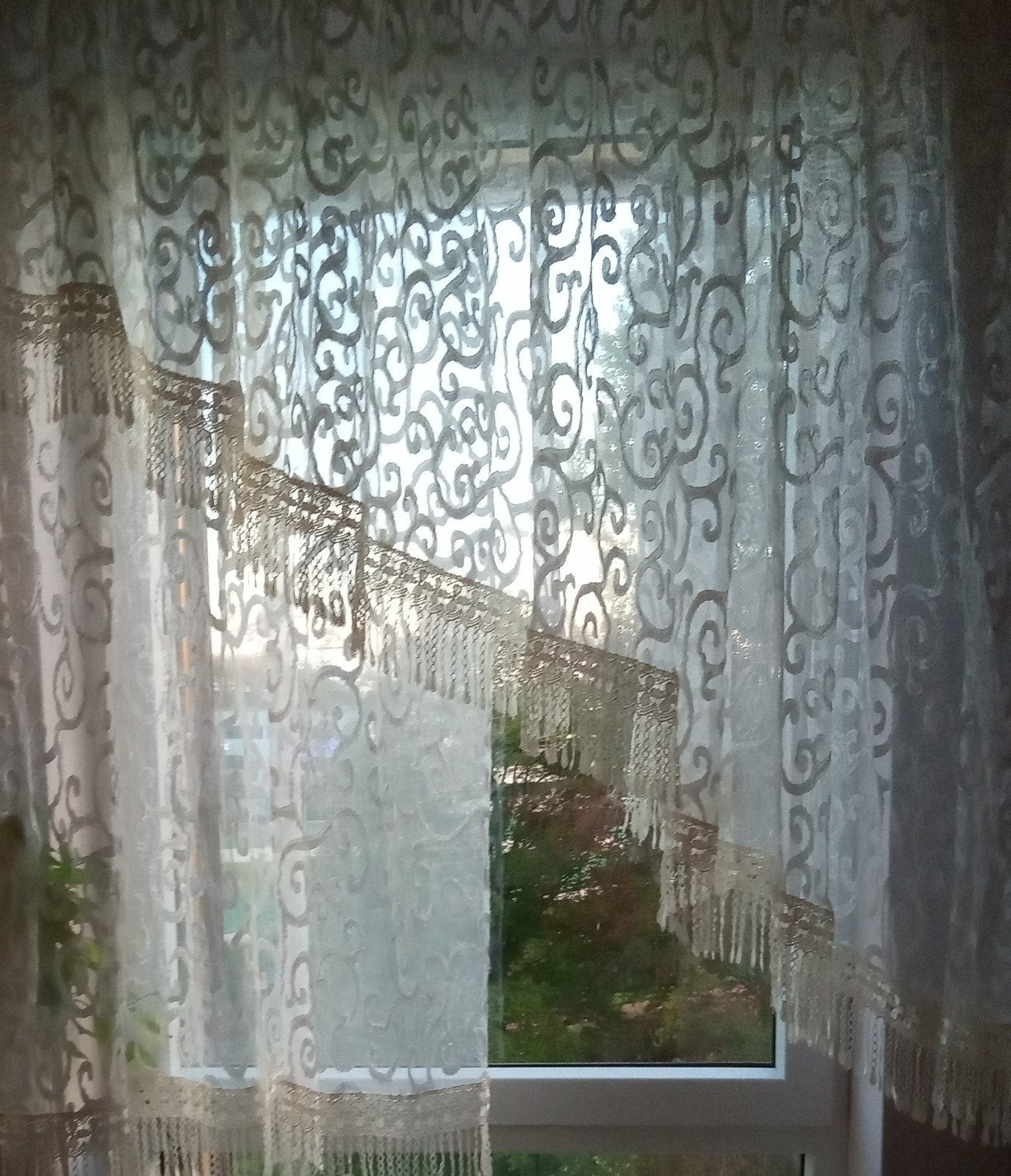 Elegante Vitrage met Kant en Kwastjes - Crème/Be, Ophalen of Verzenden, 140 cm, Beige, Vitrage
