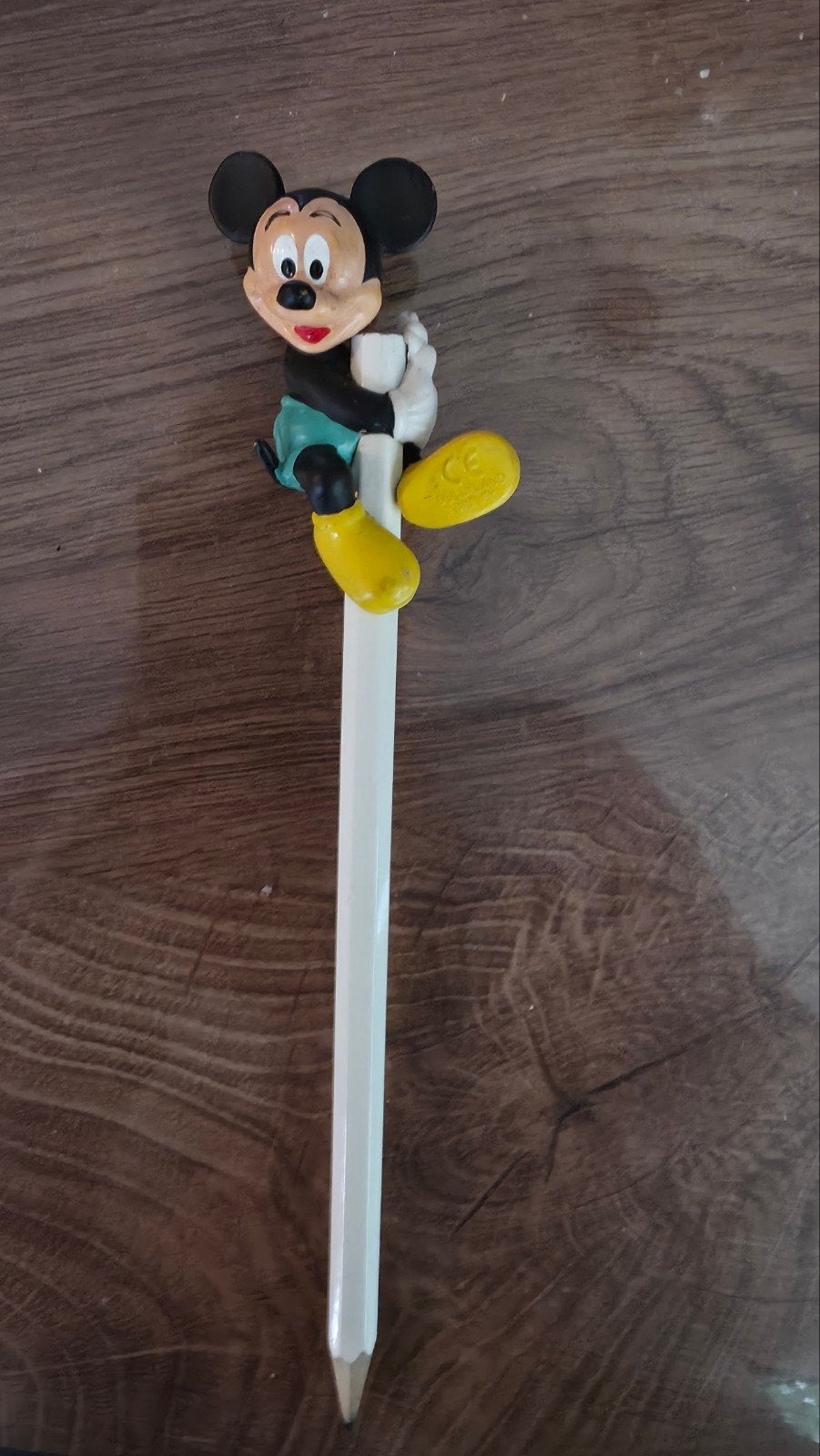 • Vintage Bullyland Mickey Mouse Potlood Topper / Pen Figuur, Ophalen of Verzenden, Mickey Mouse, Gebruikt, Beeldje of Figuurtje