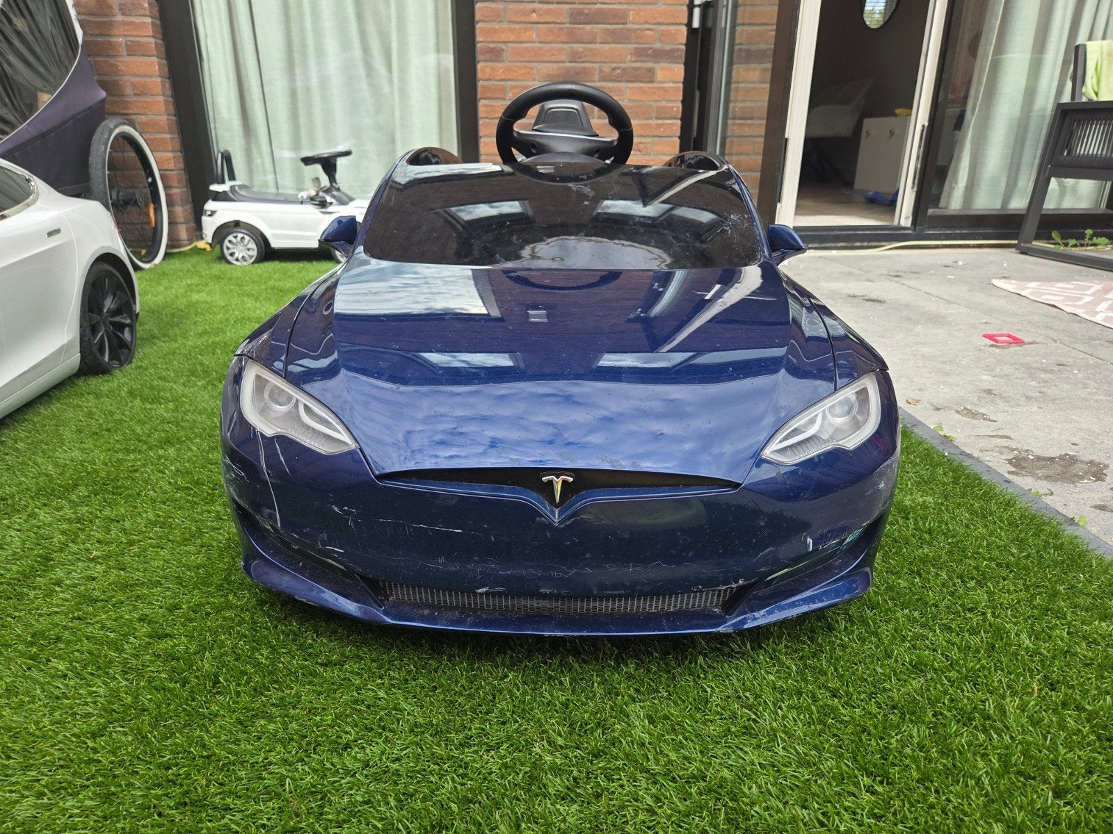 Tesla Model S kinderauto (wit en blauw), Ophalen, Gebruikt