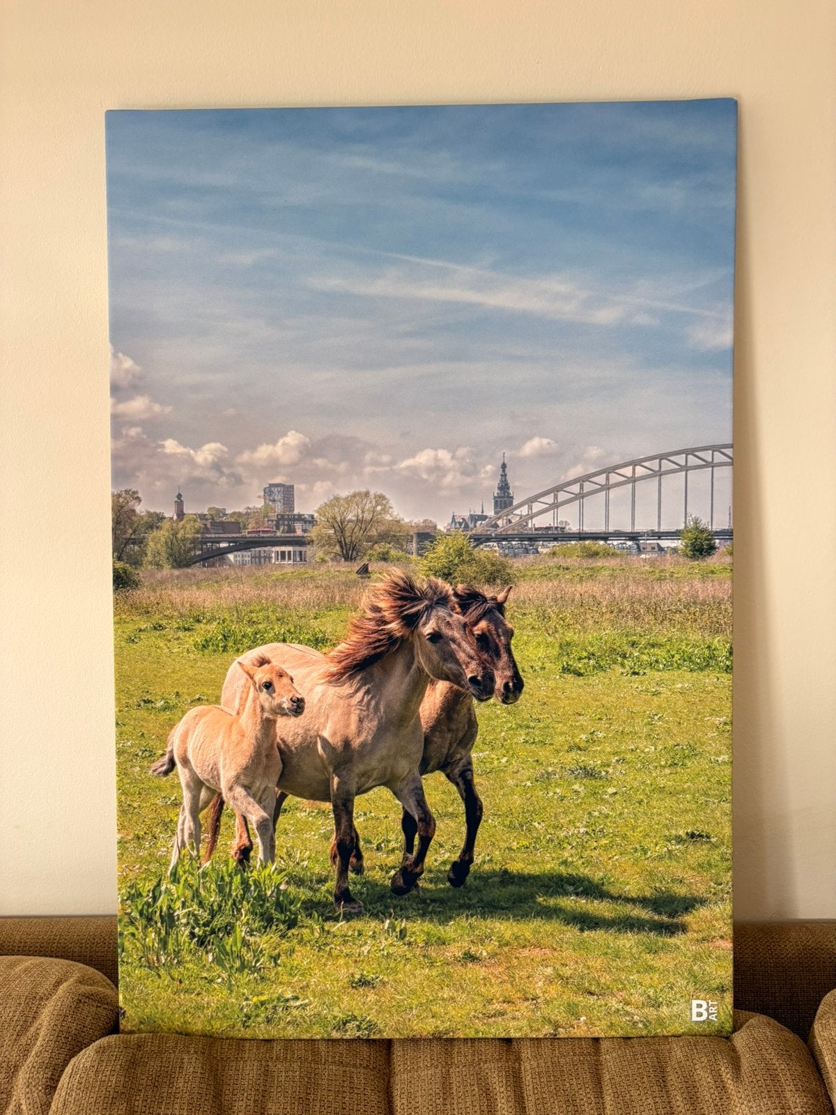 Canvas B-ART paarden-nijmegen, Ophalen, Nieuw, 125 cm of meer, Schilderij