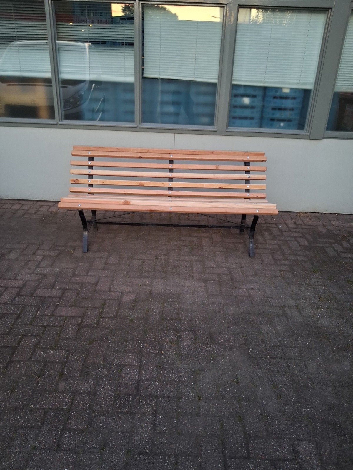 Mooi Douglas houten bankje met ijzeren frame, Ophalen, Zo goed als nieuw, Hout