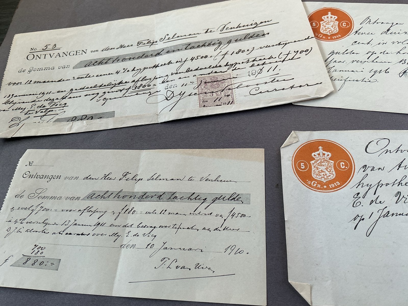 VENHUIZEN Oude Notariële Akten en Documenten (1906-1917), Verzenden