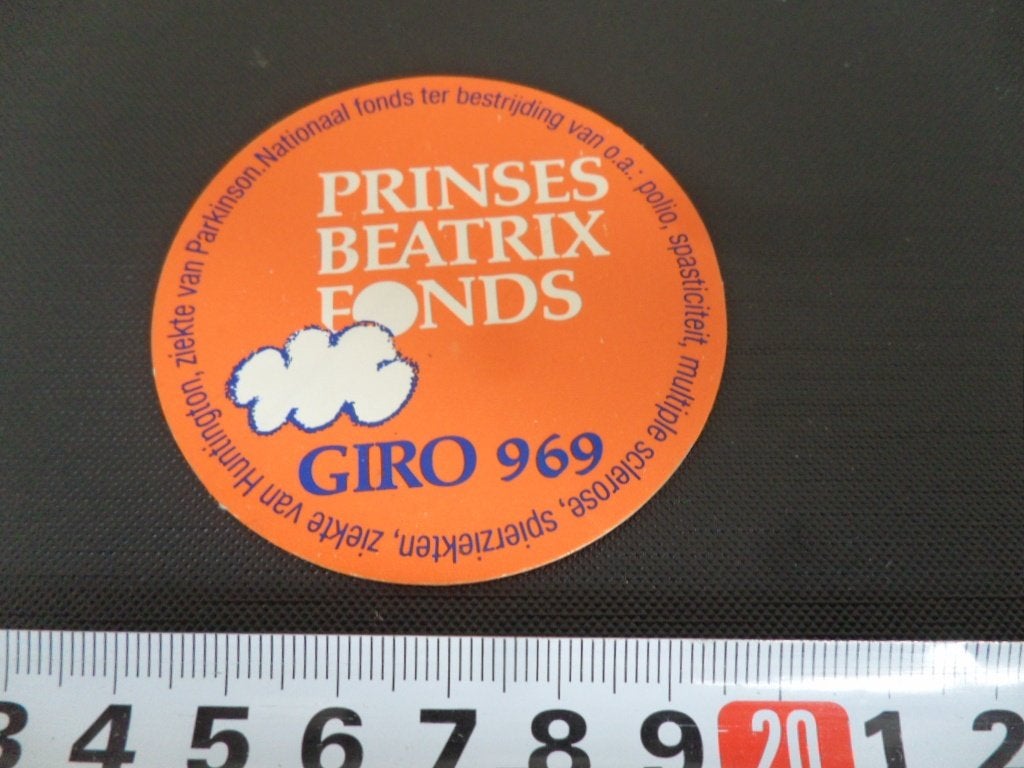 sticker Prinses Beatrix Fonds Giro 969, Ophalen, Zo goed als nieuw