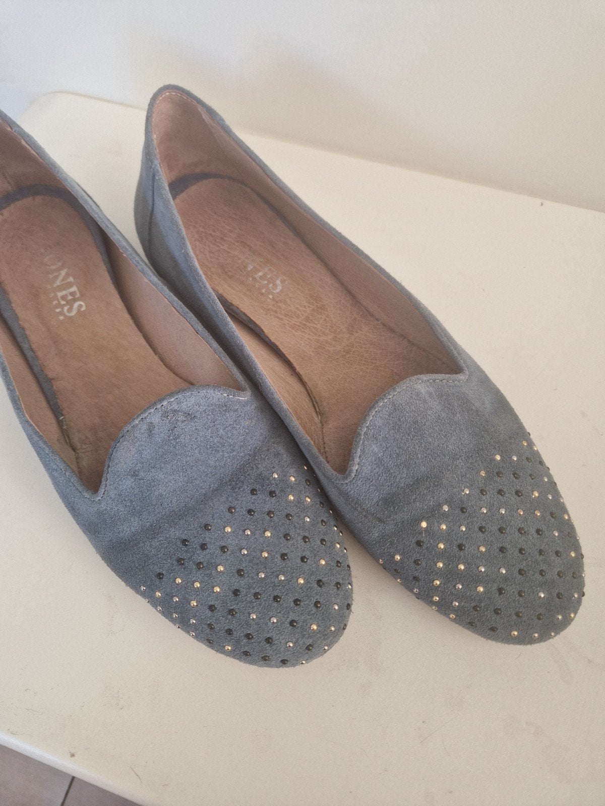 Z.G.A.N. LICHTBLAUWE "JONES" SUÈDE BALLERINA'S MT. 40, Ballerina's, Zo goed als nieuw, JONES, Verzenden