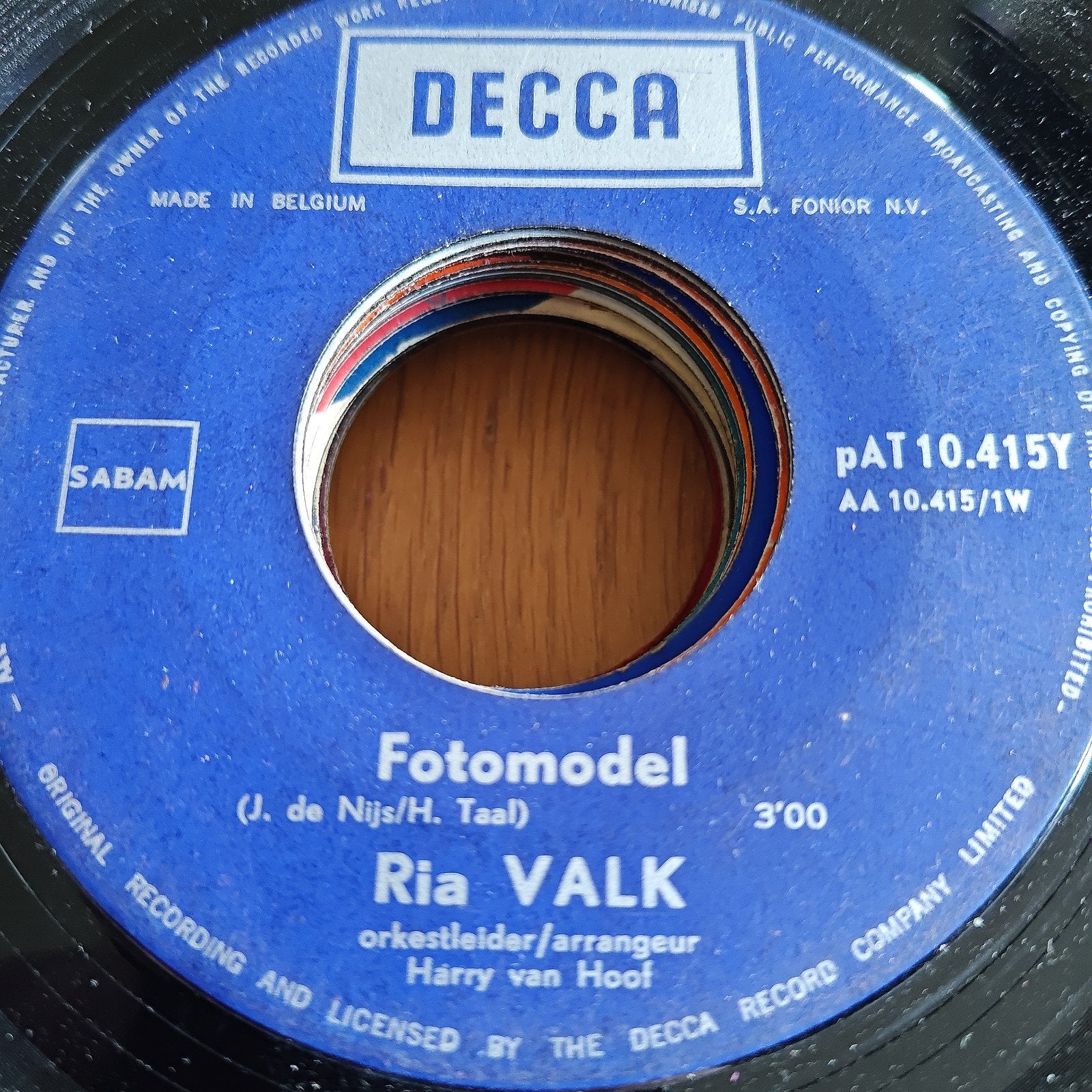 Ria Valk - Fotomodel (Single, Decca, Made in Belgium), Gebruikt, 7 inch, Ophalen of Verzenden, EP