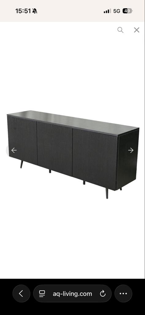 Zwart laag dressoir met 3 deuren - Gebruikt, nog prima!, Gebruikt, 150 tot 200 cm, Ophalen of Verzenden, 25 tot 50 cm