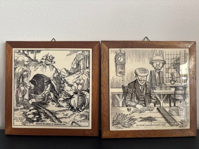 2x Schoonhoven tegels - Aardolie en sigarenmaker, Ophalen of Verzenden