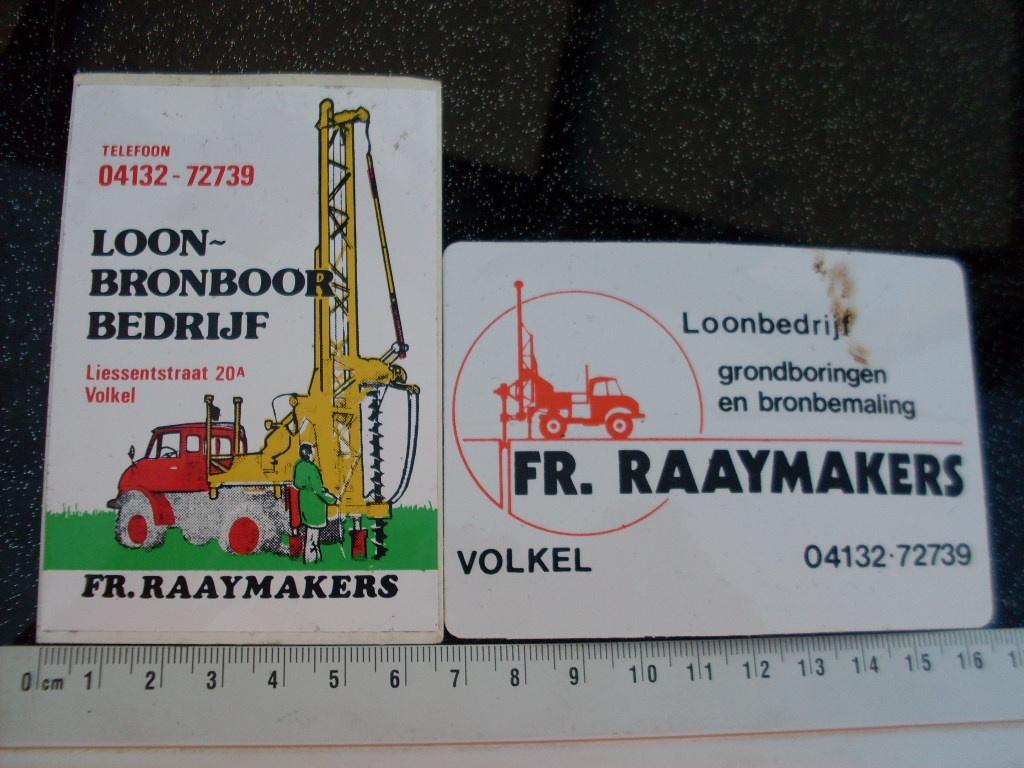 2x sticker Fr. Raaymakers volkel loonbedrijf grondboringen, Verzenden, Zo goed als nieuw