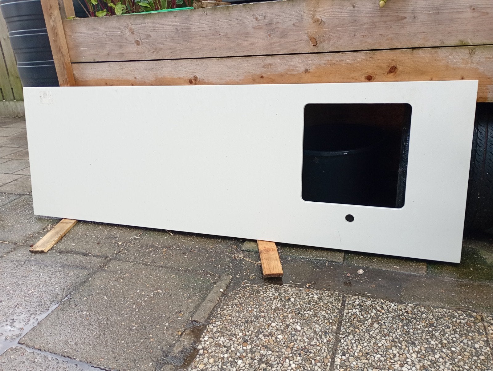 Wit keukenblad met uitsparing voor spoelbak. 200 x 65, Ophalen, Wit, Overige typen, Zo goed als nieuw