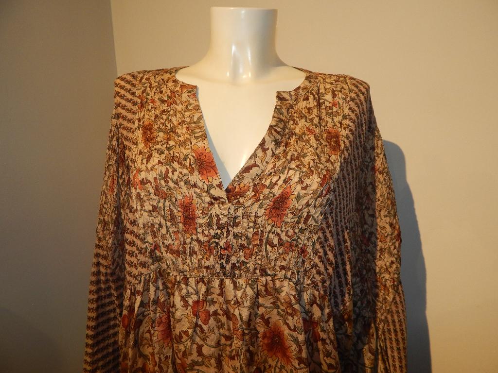 Sissel Edelbo zijde top aparte pof mouwen print One size, Kleding | Dames, Overige kleuren, Verzenden, Maat 42/44 (L), Sissel Edelbo