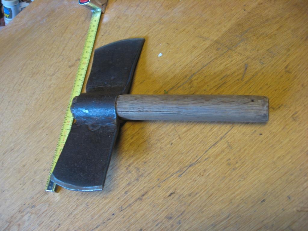 Dubbele bijl vlinderbijl werpbijl bushcraft handgemaakt izgs, Ophalen of Verzenden, Gebruikt, Bijl