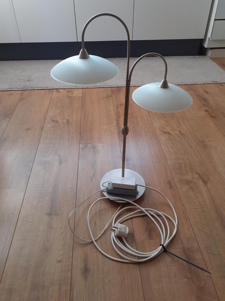 Te koop: dimbare schemerlamp incl  2 halogeenlampjes, Ophalen, Gebruikt, Glas