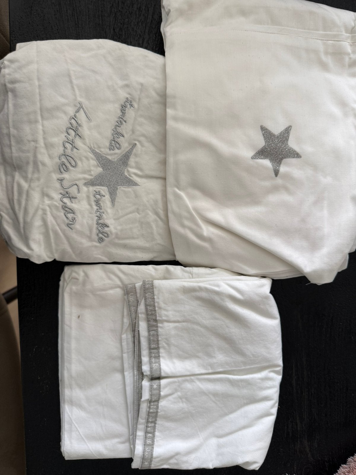 Lakens voor ledikant. Twinkle twinkle little star, Eenpersoons, Ophalen of Verzenden, Zo goed als nieuw, Kussen