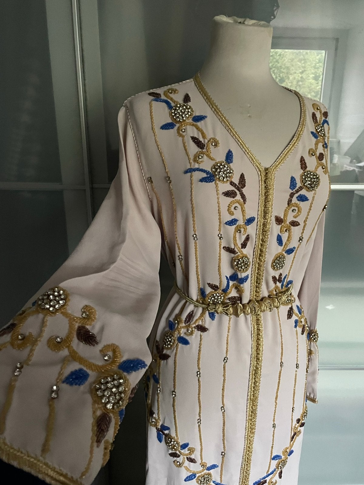 Prachtige Marokkaanse jurk/kaftan maat 46/48, Overige typen, Beige, Maat 46/48 (XL) of groter, Ophalen of Verzenden