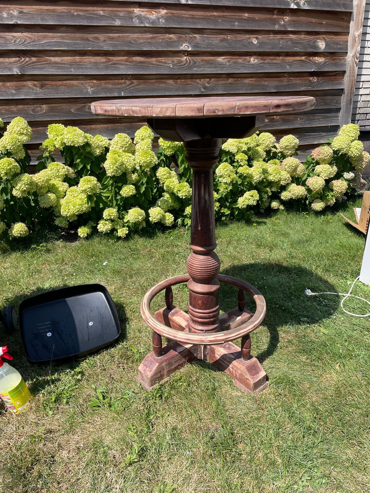 Vintage houten bartafel, Huis en Inrichting, Tafels | Eettafels, Ophalen, Gebruikt, 100 tot 150 cm, Rond