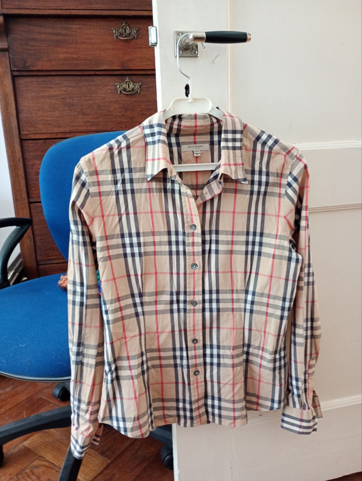 Burberry London geruit dames bloes - Maat M, Beige, Zo goed als nieuw, Burberry London, Ophalen