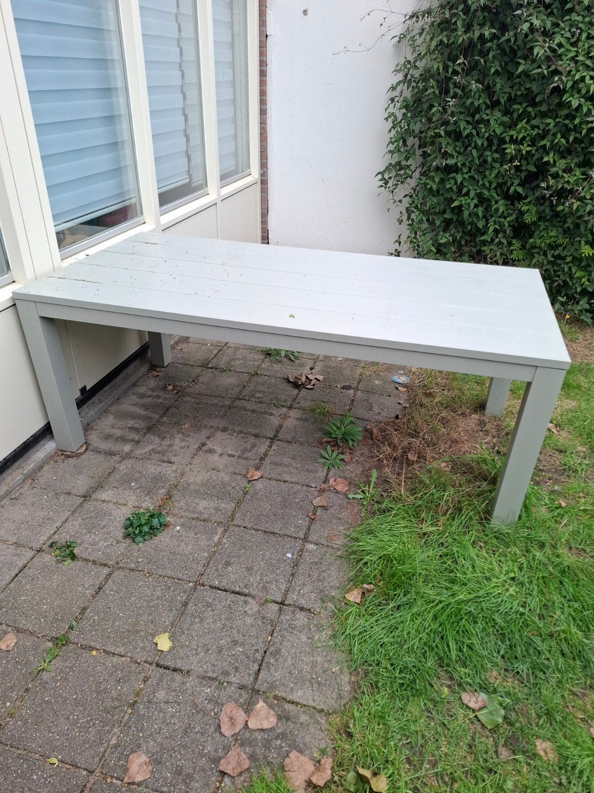 Robuuste metalen tuintafel, Ophalen, Gebruikt, Rechthoekig, Hout
