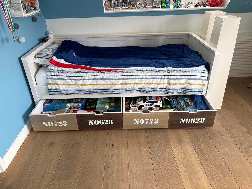 Bopita Basic Wood Bed/Bedbank met opberglades, Ophalen, Eenpersoons, Zo goed als nieuw, Overige maten