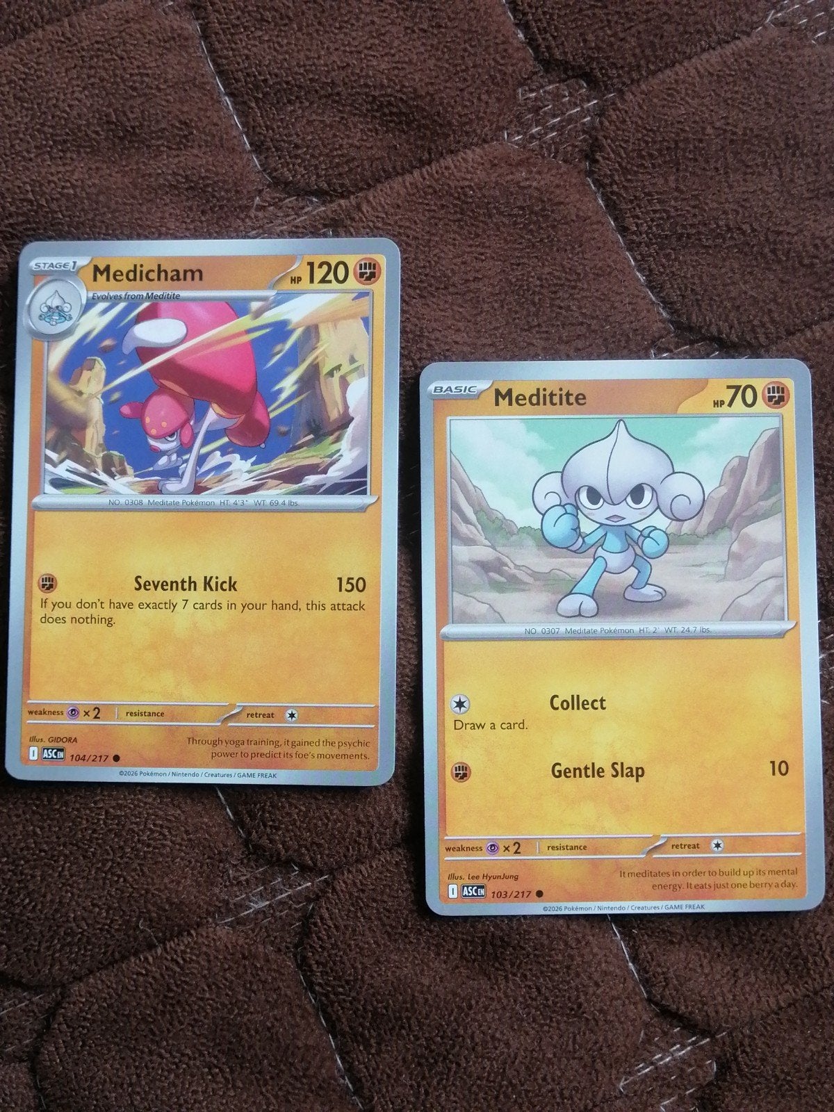 Pokémon Kaarten: Medicham en Meditite (ASC 104/217, 103/217), Ophalen of Verzenden, Zo goed als nieuw, Meerdere kaarten