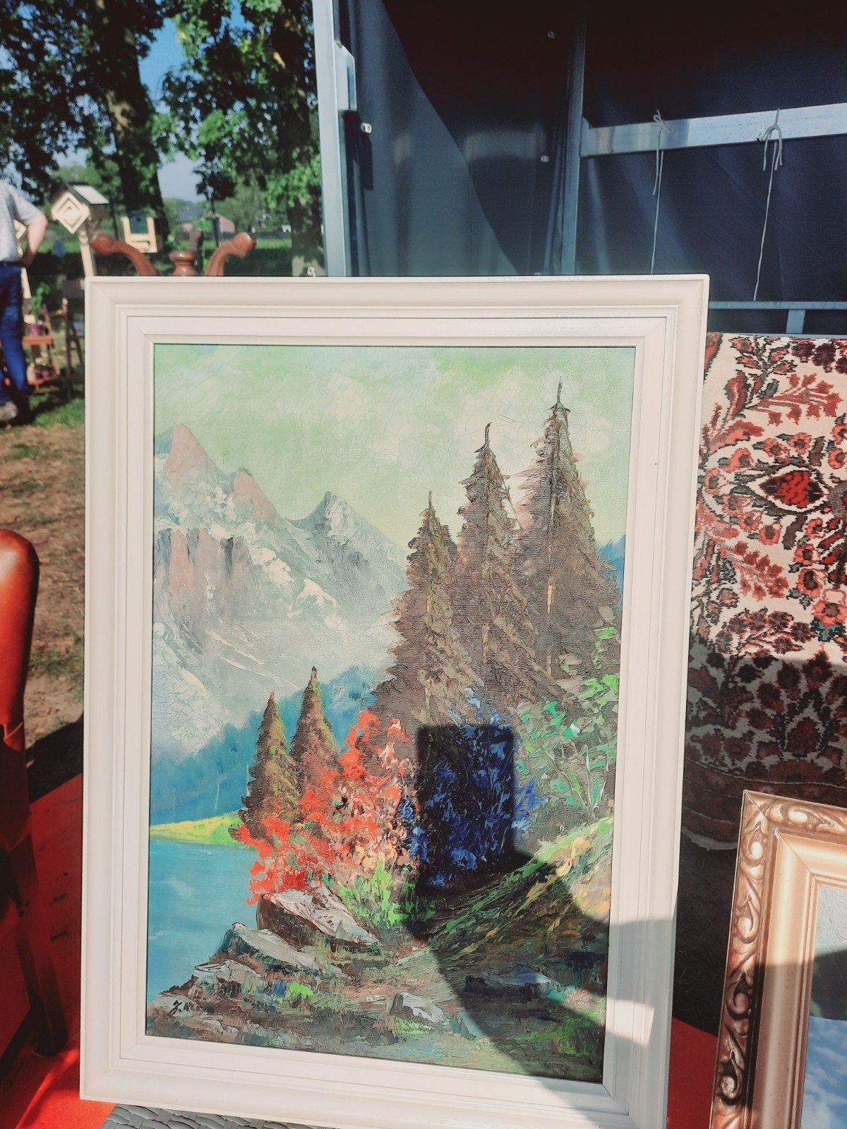 Schilderij met berglandschap en bos, Ophalen of Verzenden
