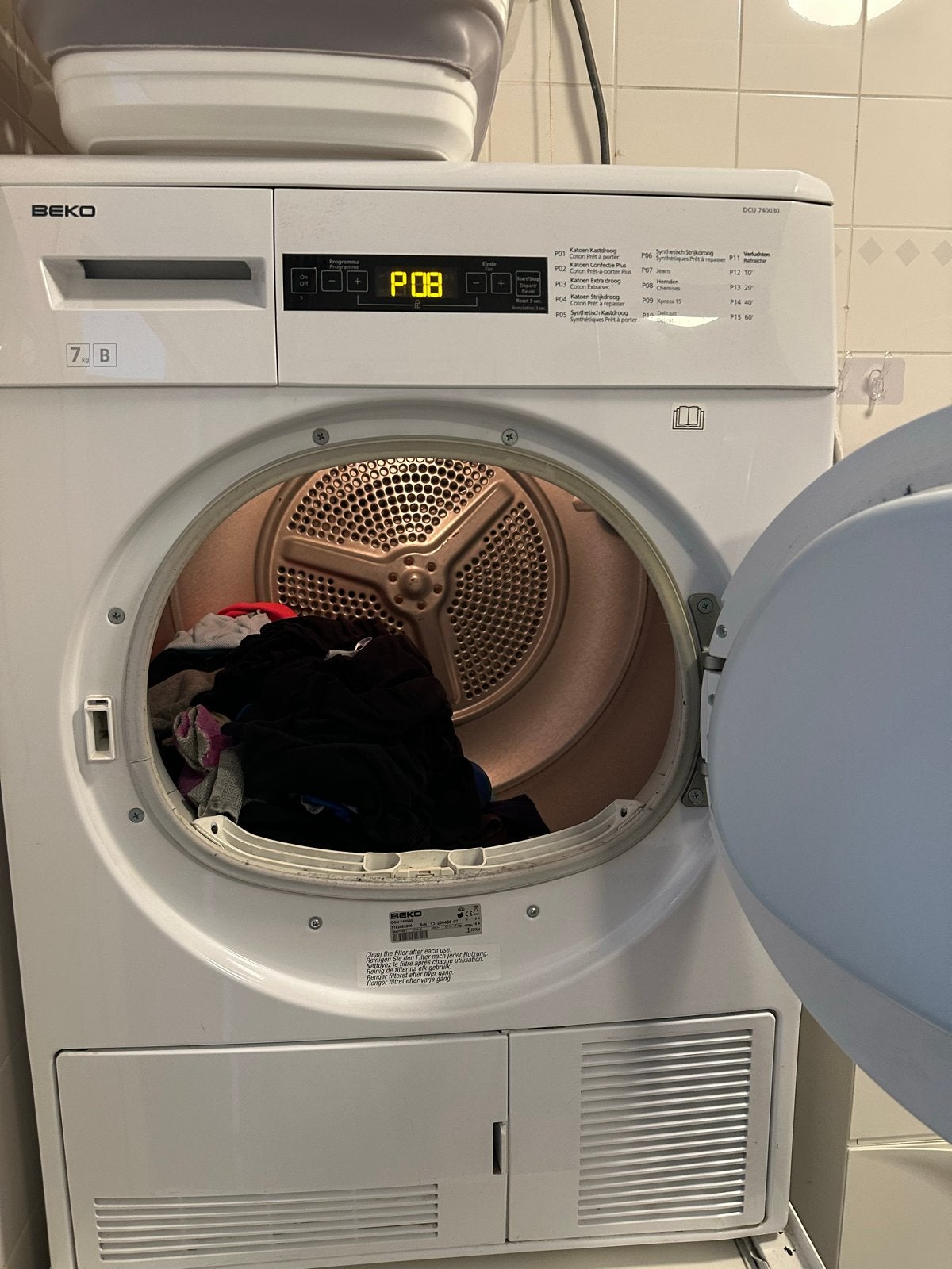 Beko DCU 740030 Condensdroger 7kg, 6 tot 8 kg, Gebruikt, Ophalen of Verzenden, Voorlader