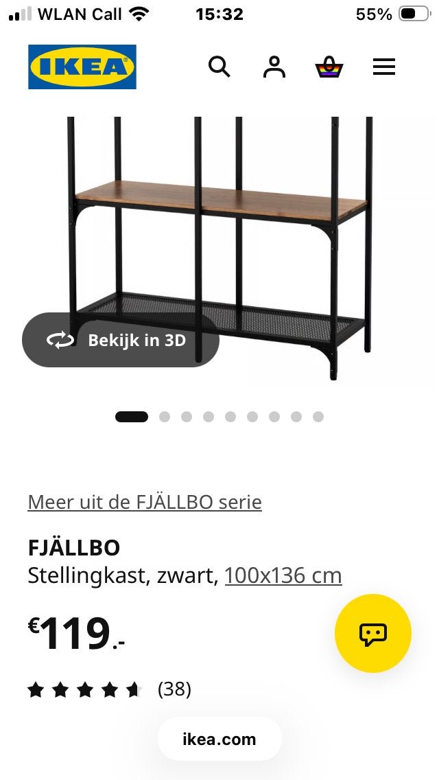 IKEA FJÄLLBO Stellingkast, zwart, 100x136 cm, Ophalen, Zo goed als nieuw