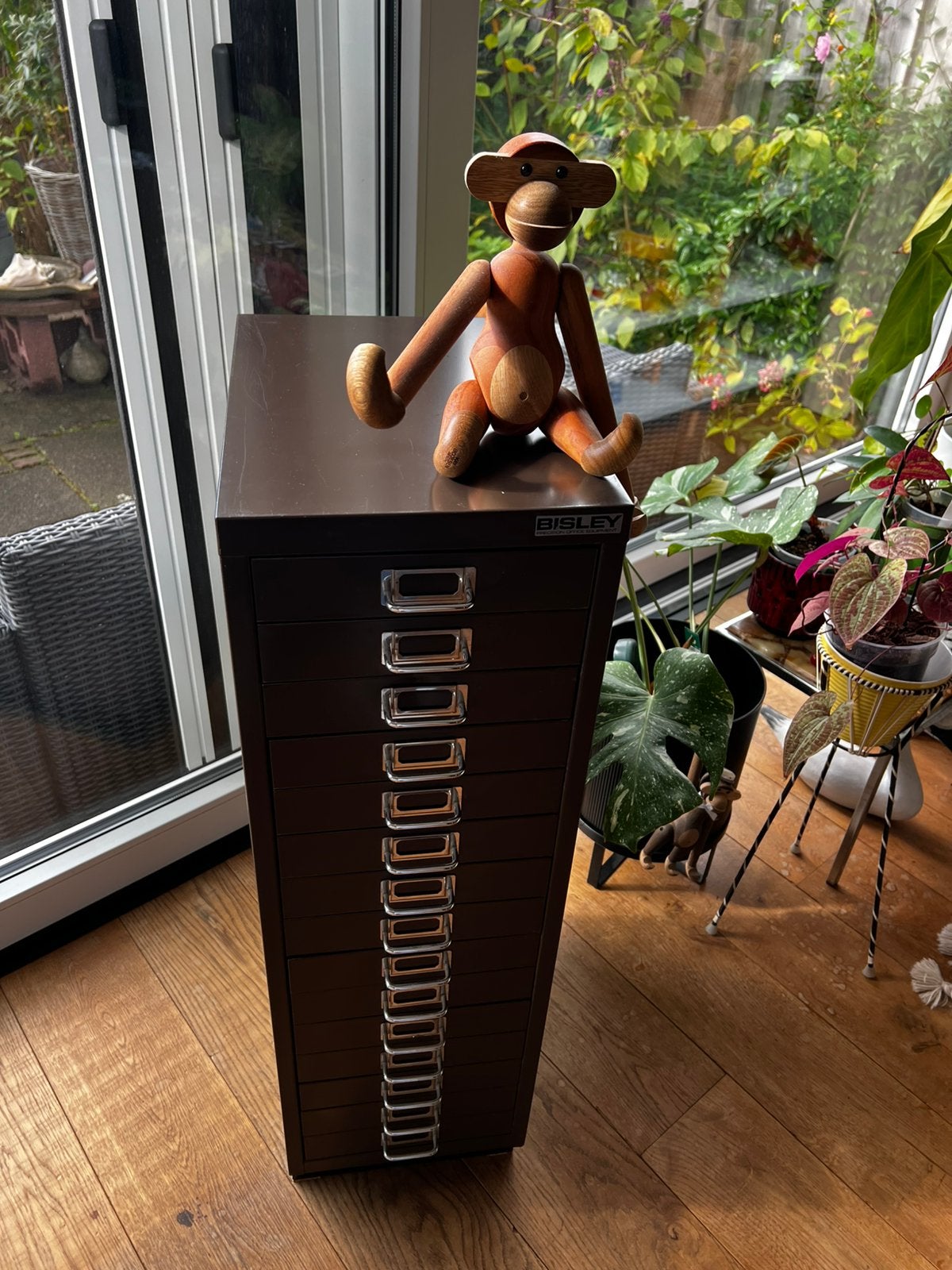 Vintage BISLEY Hoge Archief Ladekast Bruin 15 lades 70’s, Ophalen, Gebruikt, 50 tot 100 cm, Minder dan 100 cm