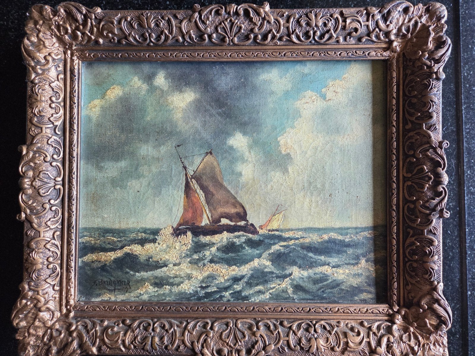 Prachtig Maritiem Olieschilderij (1940), Antiek en Kunst, Kunst | Schilderijen | Klassiek, Ophalen of Verzenden