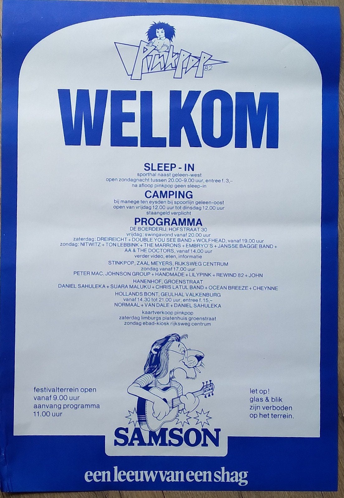 Pinkpop 1982 Welkom poster, Eén persoon