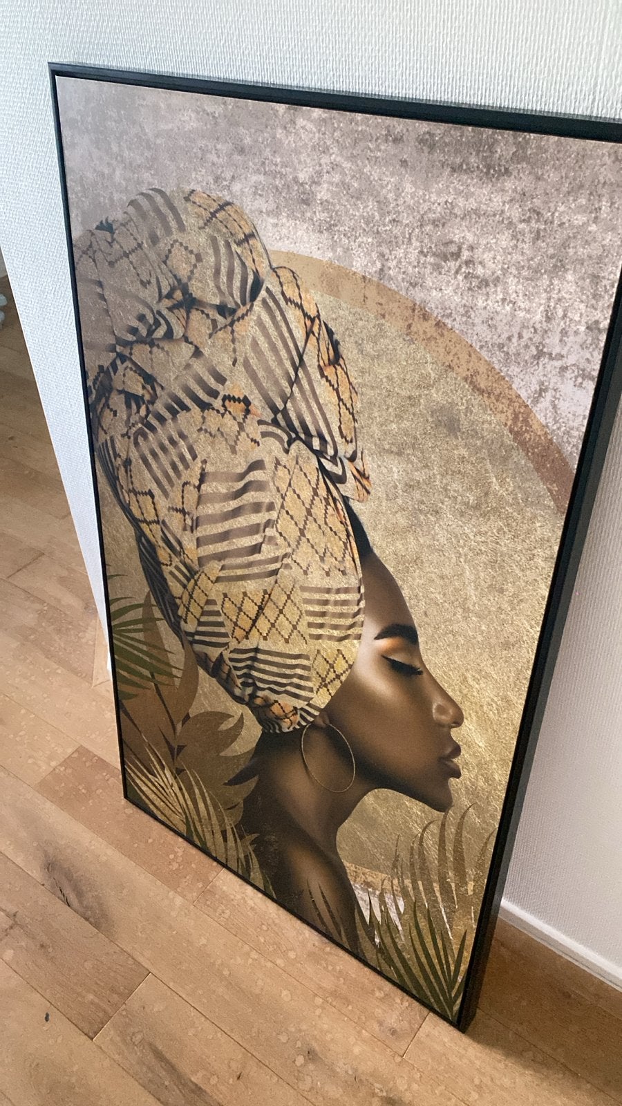 Mooi canvas van Leen Bakker met Afrikaanse vrouw, Ophalen of Verzenden, Print, Op houten frame, Portret