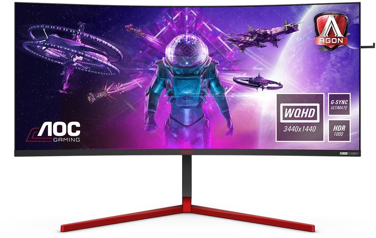 AOC AGON AG353UCG 35” Ultrawide Gaming Monitor 200Hz G-Sync, Zo goed als nieuw, 1 tot 2 ms, Ingebouwde speakers, DisplayPort