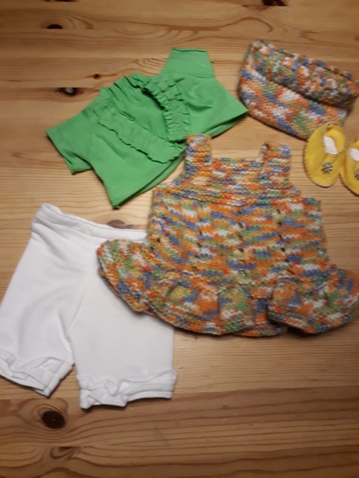 Zelfgemaakte poppenkleertjes voor pop 43 cm 5 delig., Ophalen of Verzenden, Nieuw, Babypop