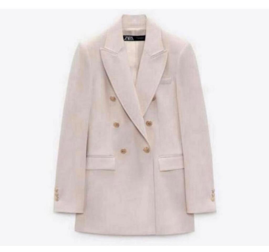 Zara Lange Double Breasted Blazer jack NIEUW S beige-roze, Nieuw, Ophalen of Verzenden, H, Jasje