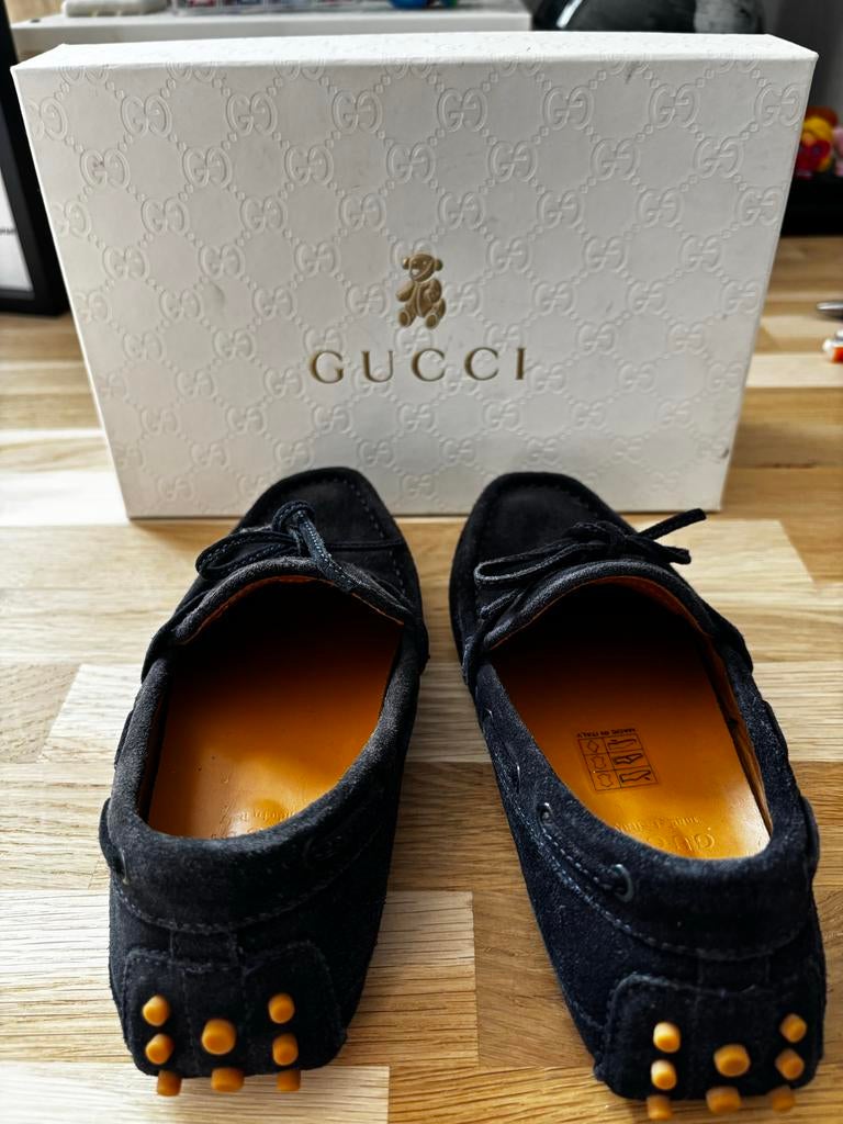 Authentieke Gucci kids suède schoenen - diepblauw, maat 30, Jongen of Meisje, Schoenen, Ophalen of Verzenden, Zo goed als nieuw
