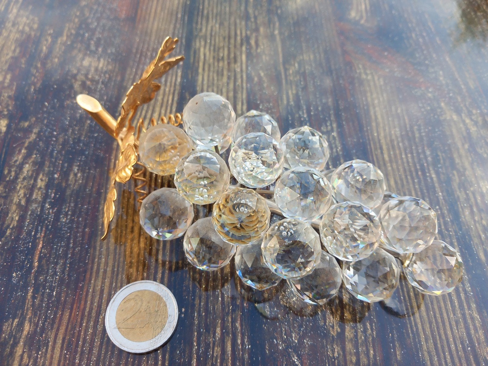 Swarovski kristallen druiventros met gouden bladeren, Ophalen of Verzenden