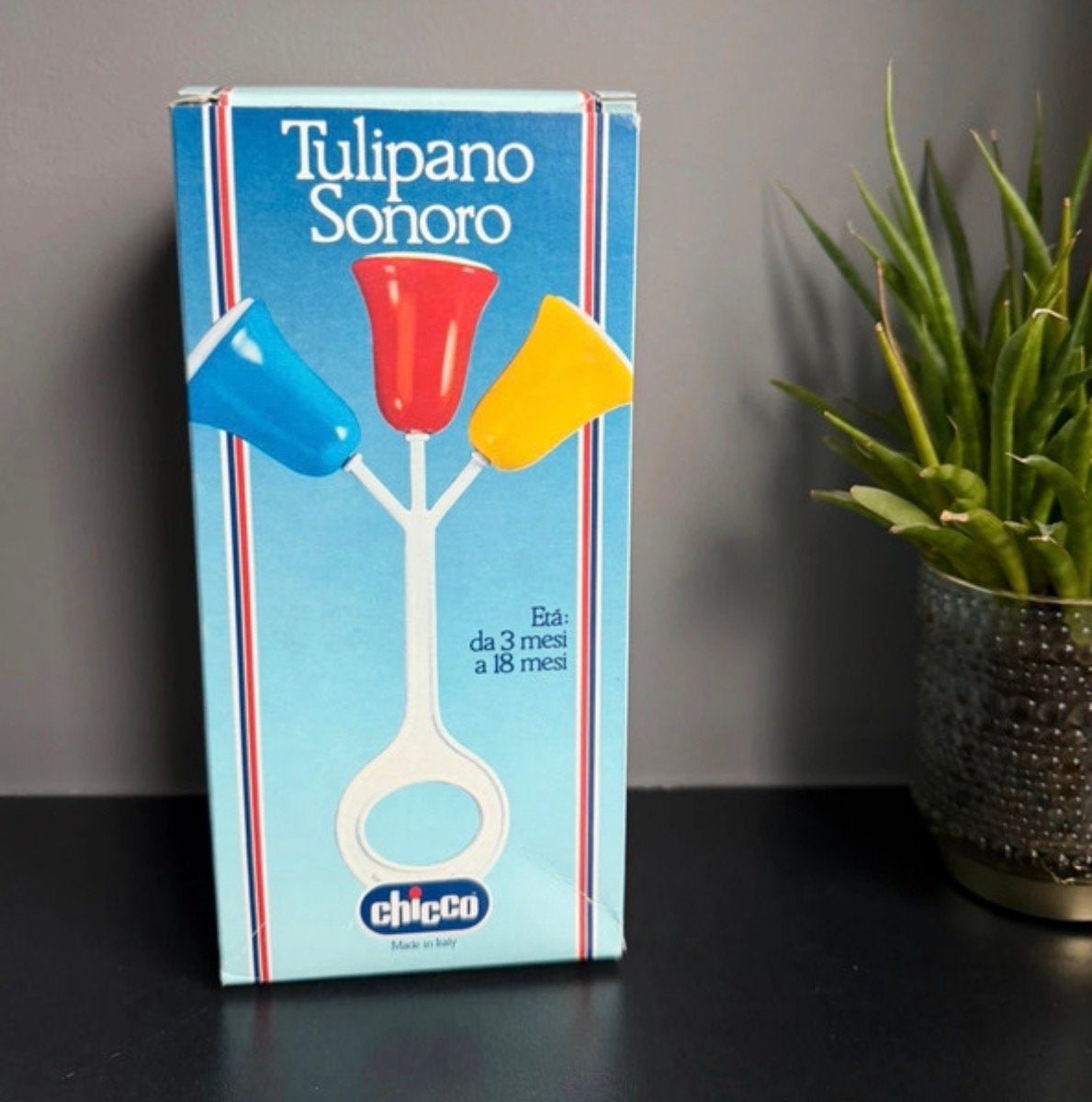 Vintage Chicco baby rammelaar - Nieuw in doos, Ophalen of Verzenden, Nieuw, Rammelaar, Met geluid
