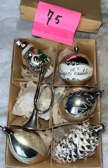 Oude kerstbal ornament in doos nr 75, Ophalen of Verzenden, Nieuw
