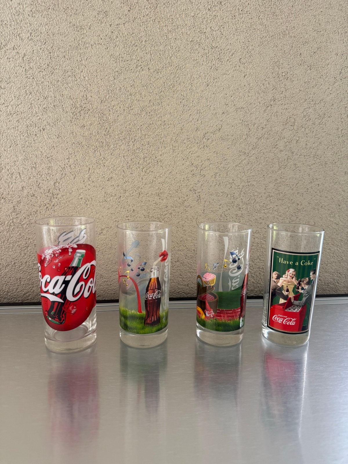 Originele Coca-Cola glazen - Set van 7, Ophalen, Gebruikt