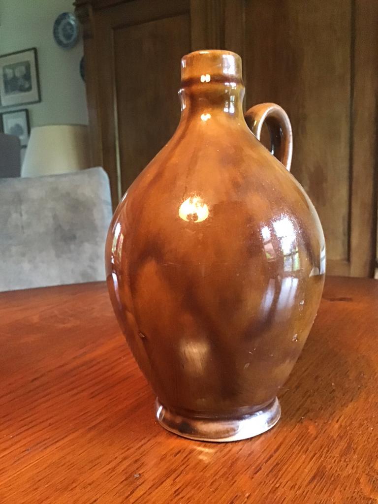 Vintage Bruine Aardewerken Kruik met Handvat, Ophalen of Verzenden