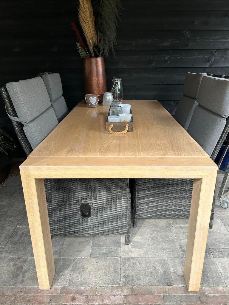 Massief houten tafel - Eikenhout, Ophalen, Gebruikt, Eikenhout, 50 tot 100 cm