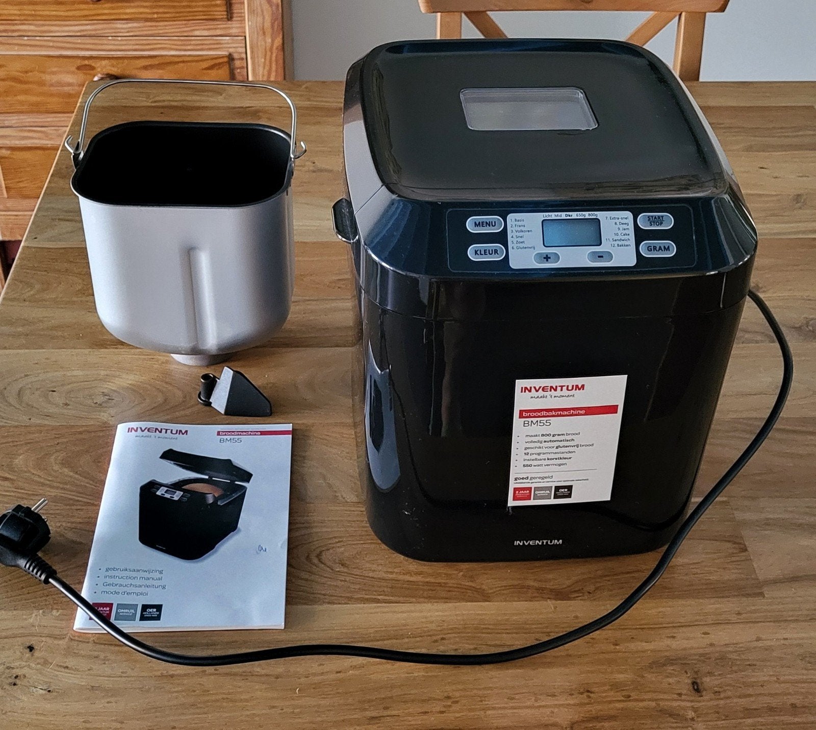 Broodbakmachine Inventum, Gebruikt, Kijkvenster, 400 tot 800 gram deeg, Ophalen