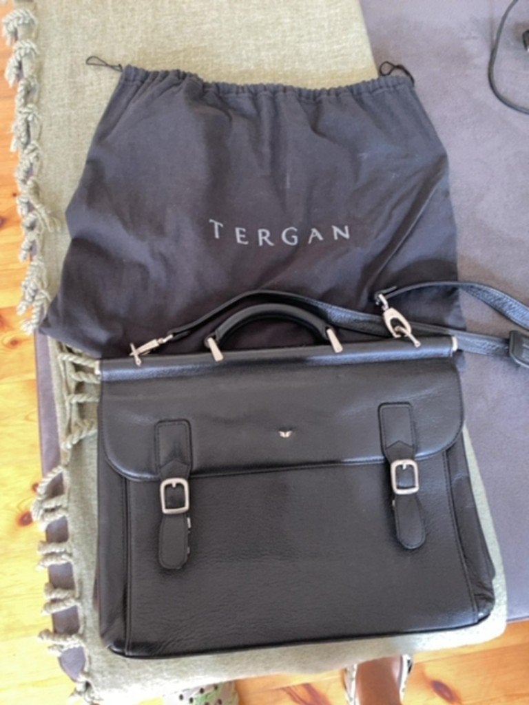 Tergan Leder Aktentasche, schwarz, inkl. Staubbeutel, Verzenden