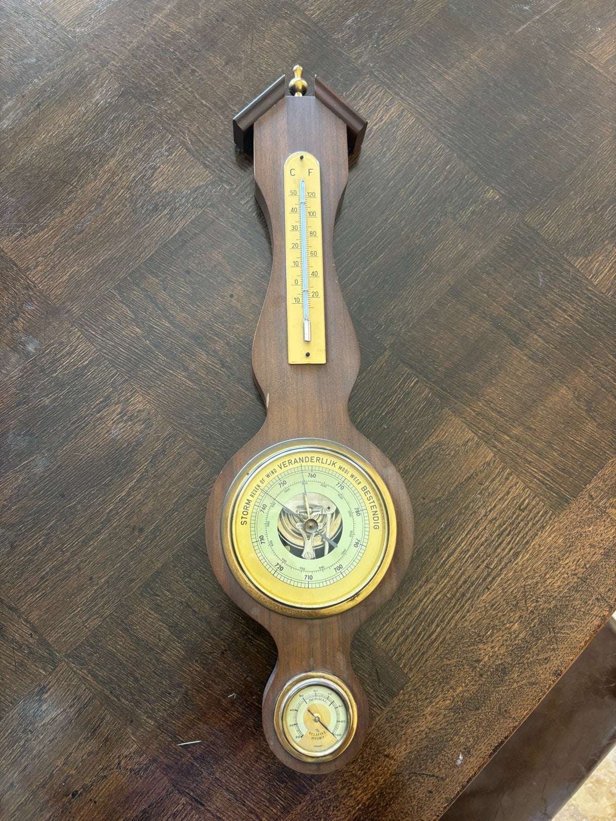 Vintage Barometer Weerstation 40 cm hoog, Ophalen, Gebruikt, Weerstation