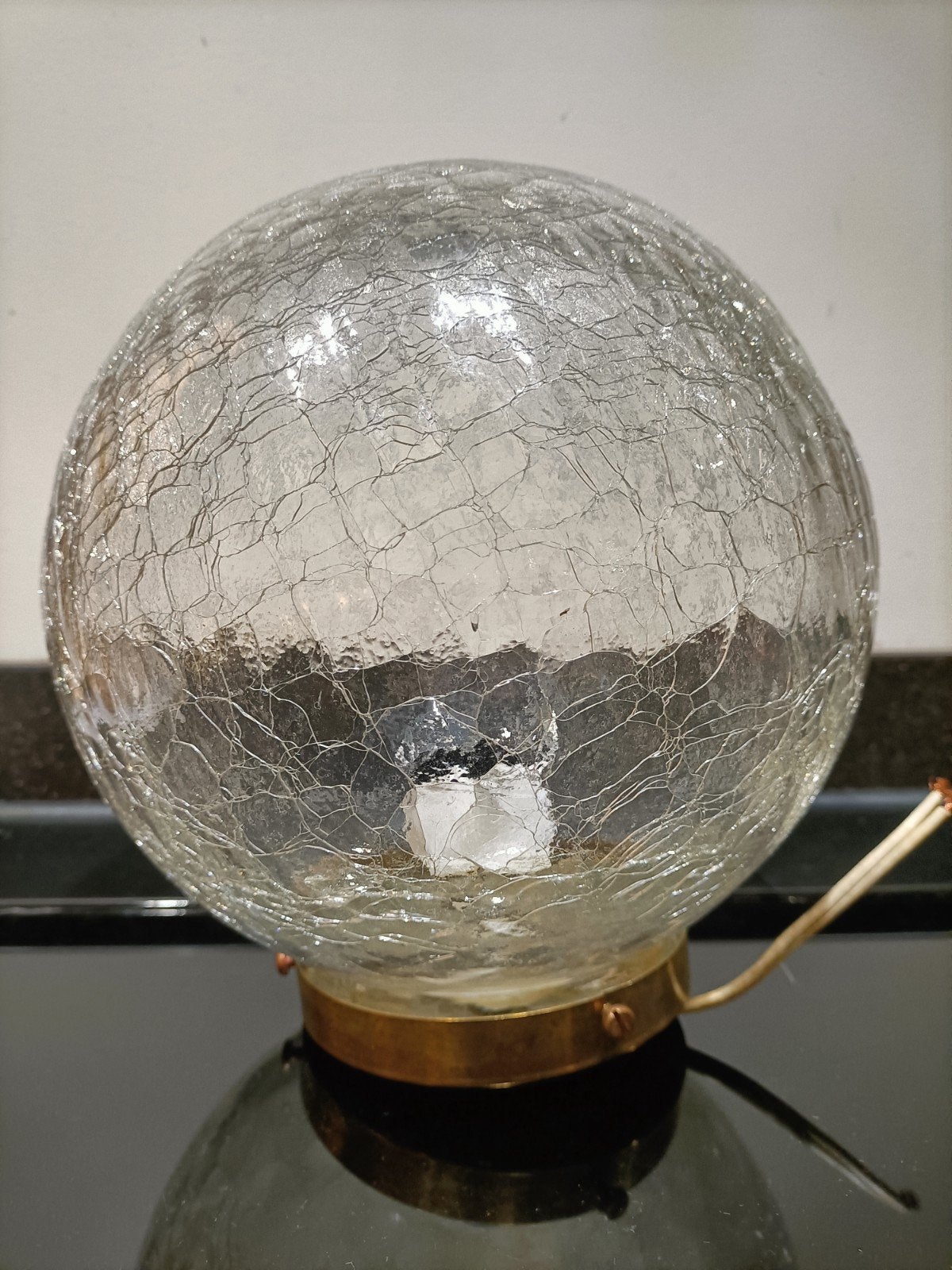 Vintage lamp van craquele glas met messing. Jaren 70. Retro, Ophalen