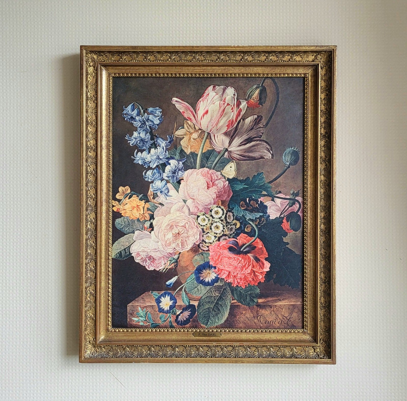Prachtig groot vintage bloemen stilleven kunstwerk!, Antiek en Kunst, Ophalen of Verzenden